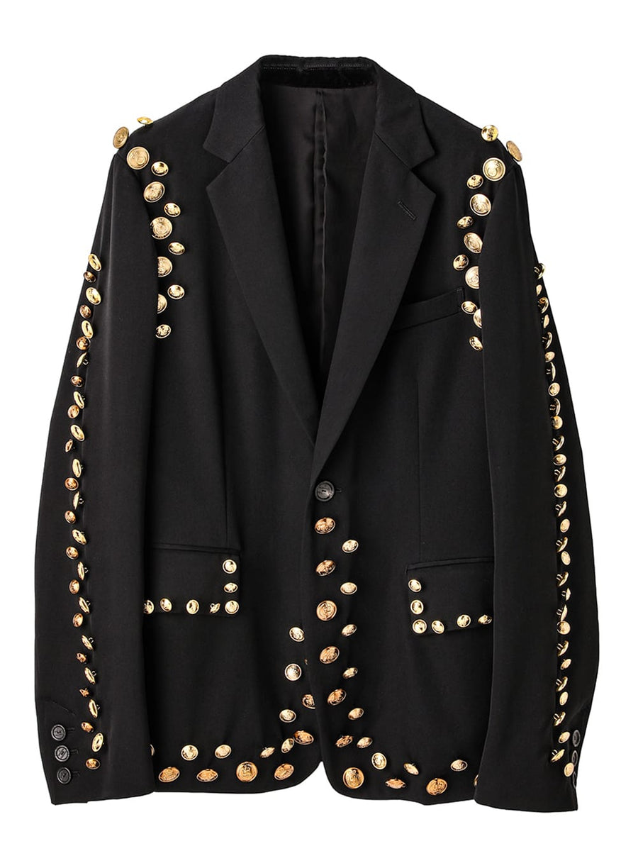 ソロイスト soloist 新品　25ss smokey jacket 44 sj.0001aSS25-black 1b brit jacket.(gold buttons) Plainsong
