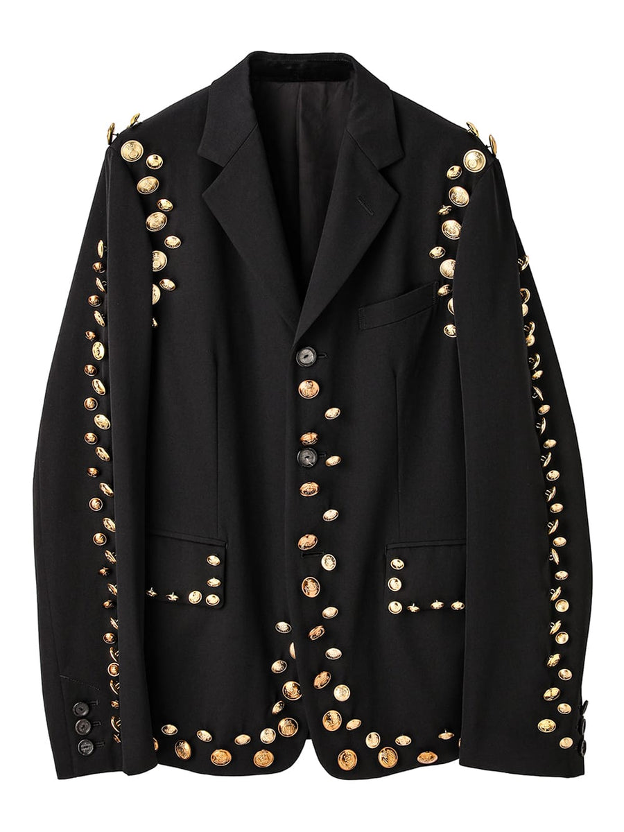 sj.0002aSS25-black 3b brit jacket.(gold buttons) Plainsong