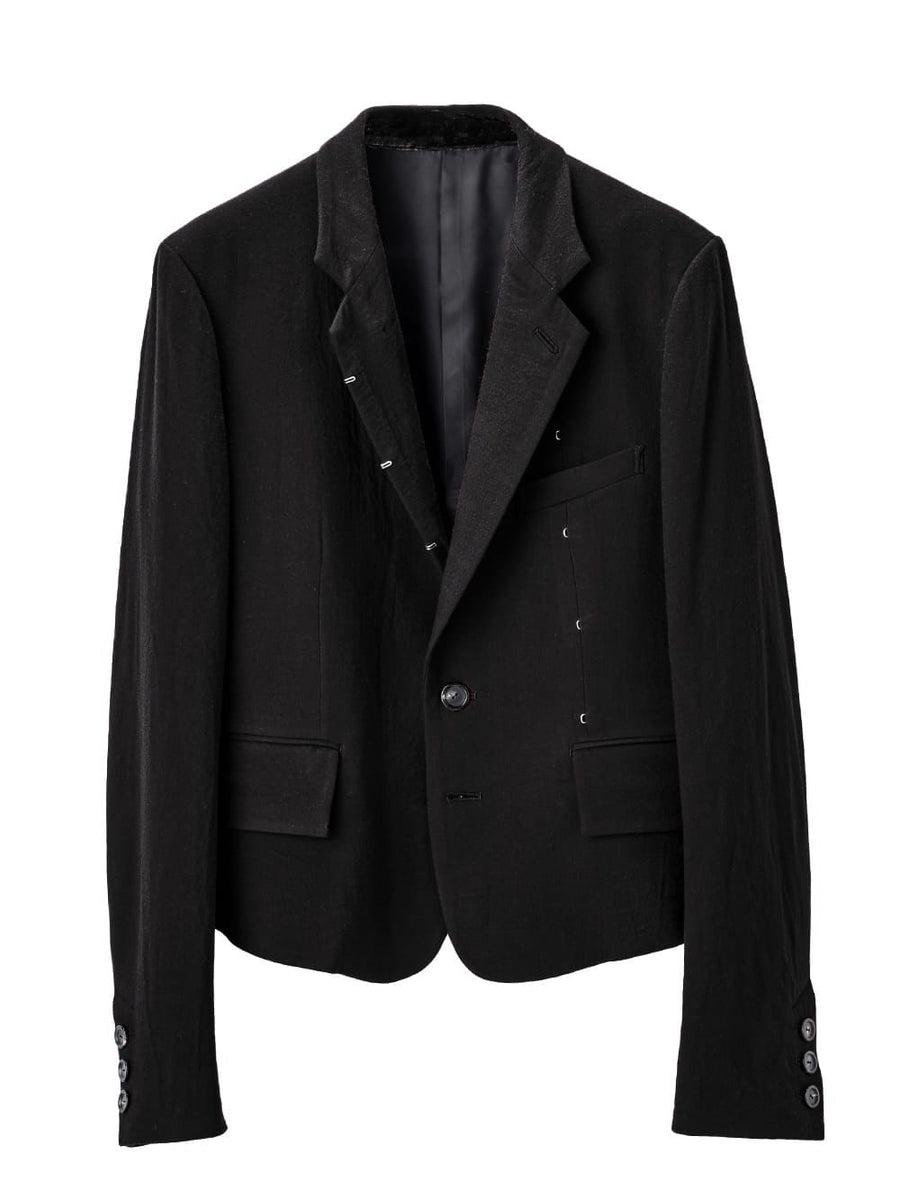 sj.0003bAW23-black right - left cropped jacket. THE TWO OF US