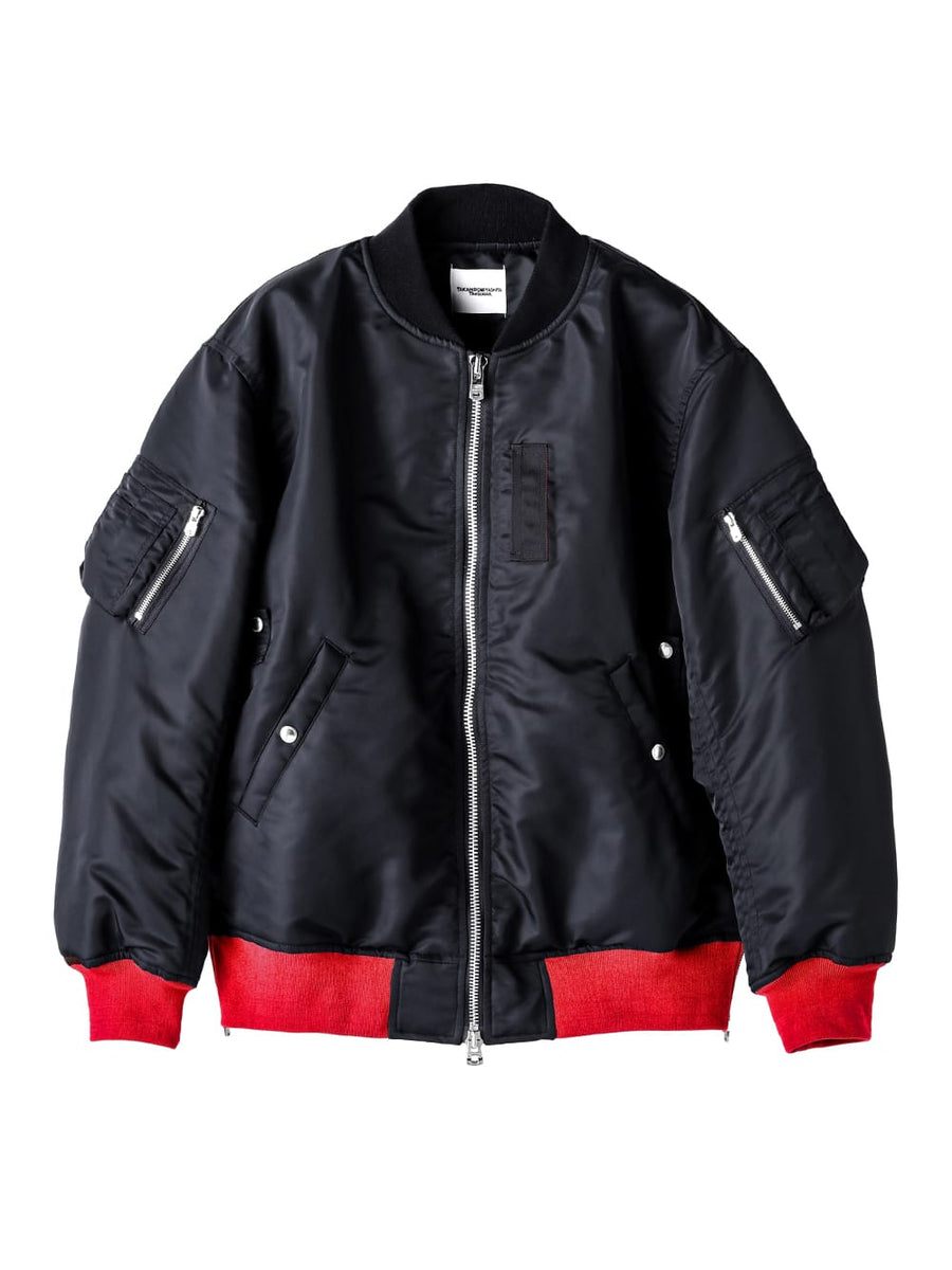 sxj.0001-black×red oversized bicolor flight jacket 