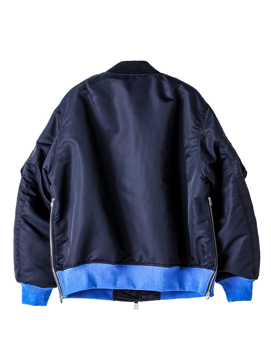 sxj.0001-navy×blue oversized bicolor flight jacket 