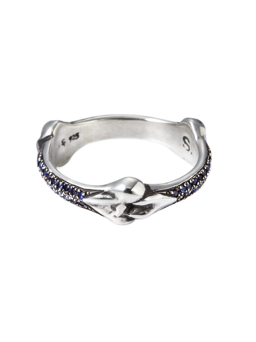sa.0003AW25-silver bone shapedbone shaped band ring.with sapphire
