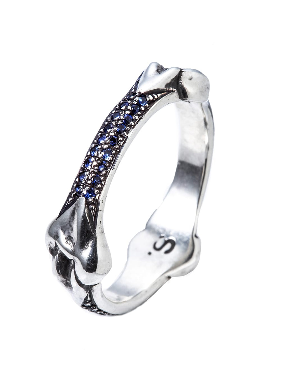 宮ザワ sa.0003AW25-silver ボーンシェイプドバンドリングウィズサファイア