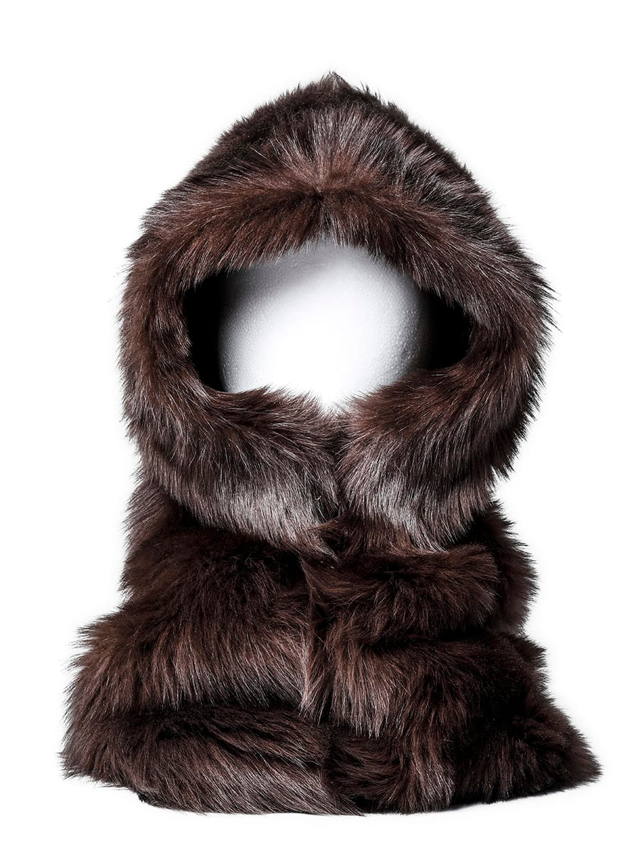 sa.0007AW23-brown fur balaclava. THE TWO OF US 2023 Autumn 