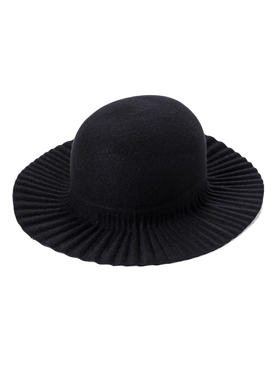 sa.0028AW25-black ワイドブリムプリーツドハット The Black-and