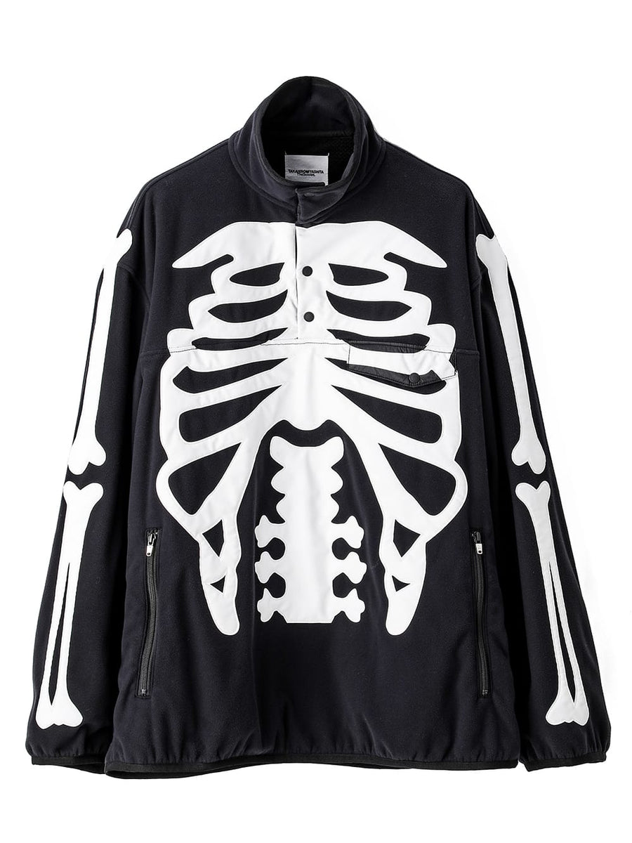 sbj.0007AW24-black x white bone プルオーバーフリースジャケット