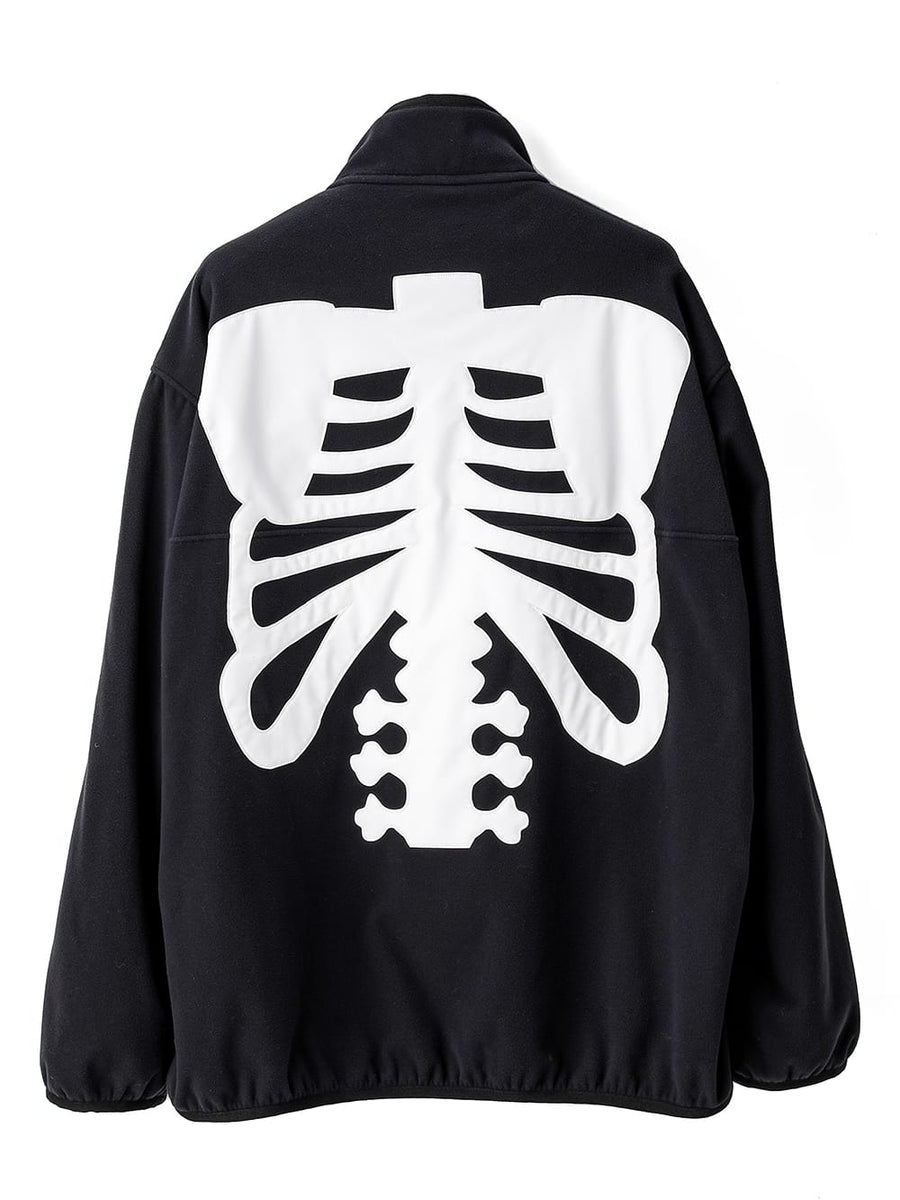 sbj.0007AW24-black x white bone プルオーバーフリースジャケット