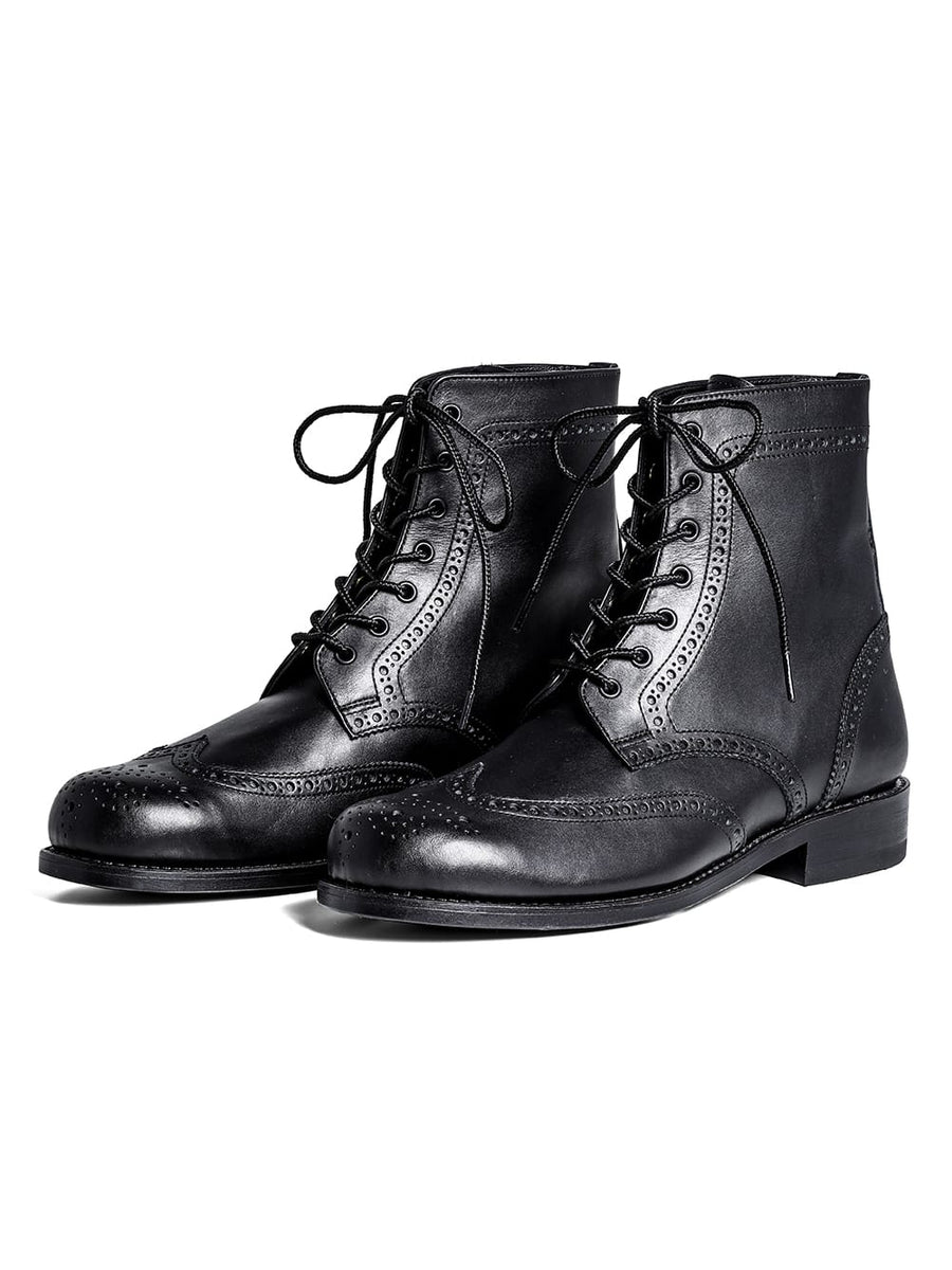 sf.0002SS25-black full brogue boots. Plainsong 2025 Spring