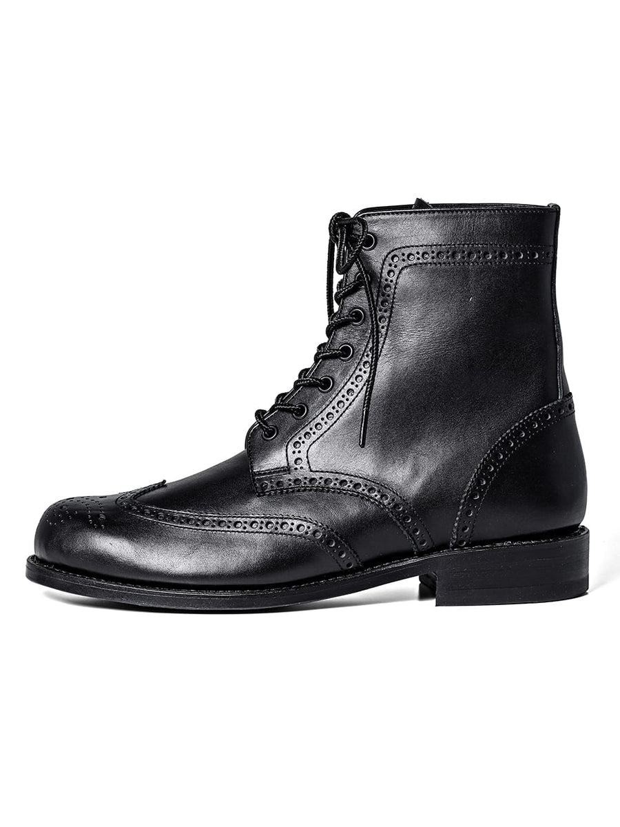 sf.0002SS25-black full brogue boots. Plainsong 2025 Spring