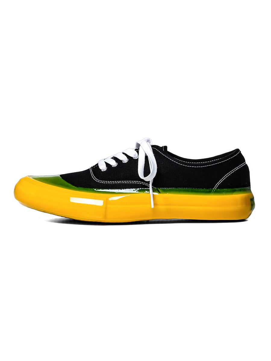 sf.0006AW25-black x yellow デッキシューズ The Black-and-White