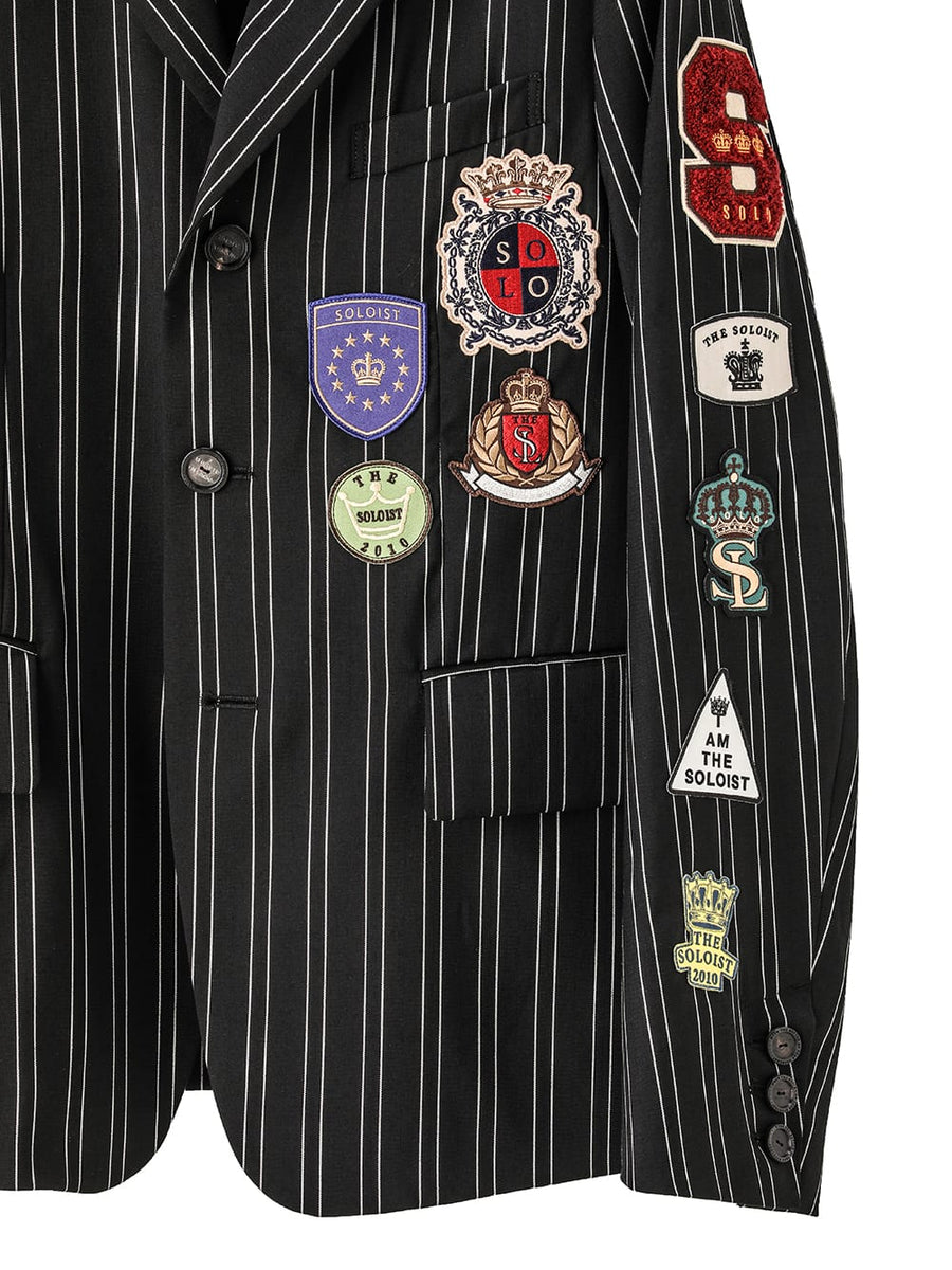 sj.0002cSS25-black x white blazer stripe 3b brit jacket