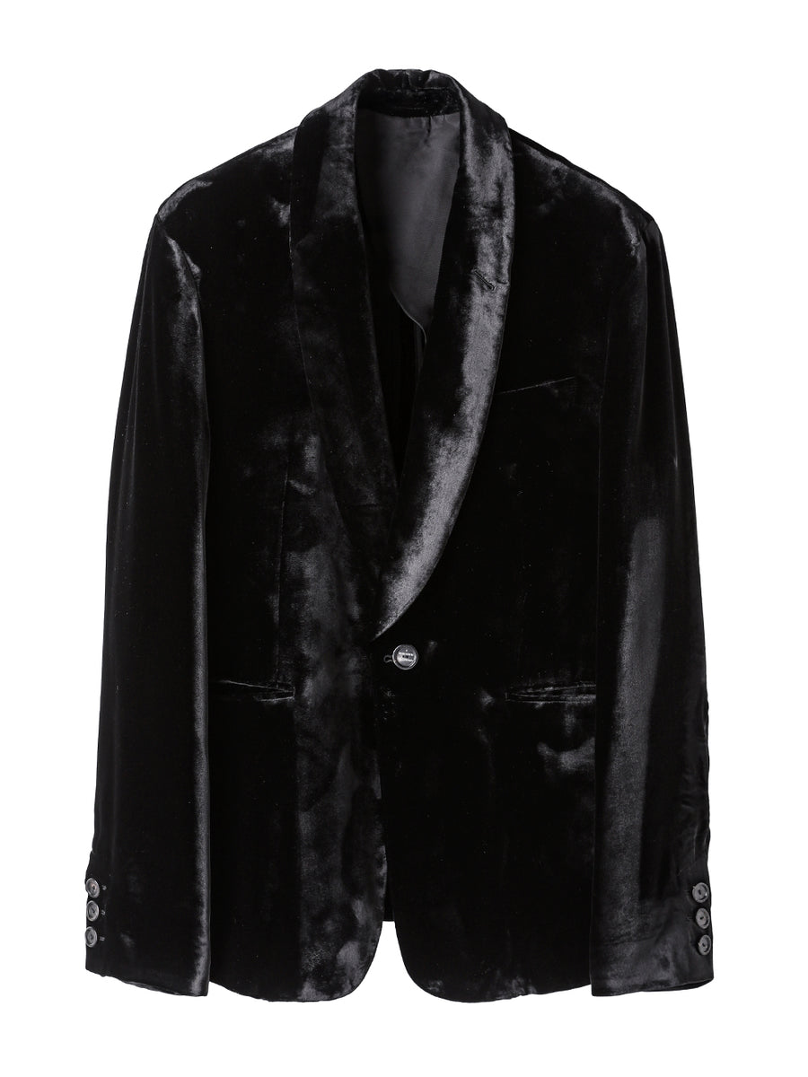 sj.0005AW25-black ショールカラージャケット The Black-and-White