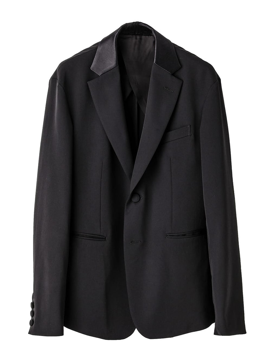 sj.0009AW25-black notched lapel 2b jacket. The Black-and-White