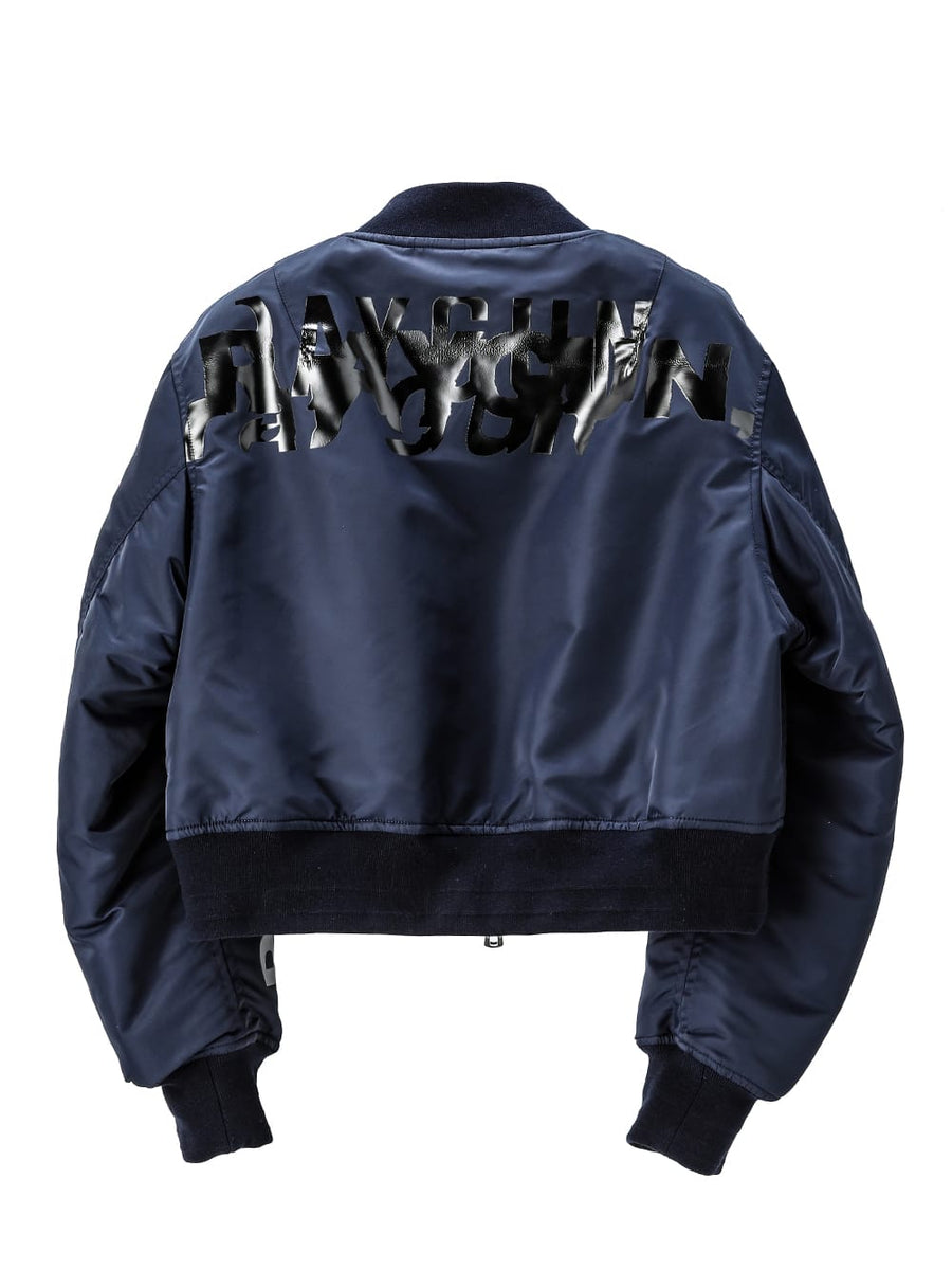 sj.0018aAW23-midnight two-way cropped bomber jacket. THE TWO 