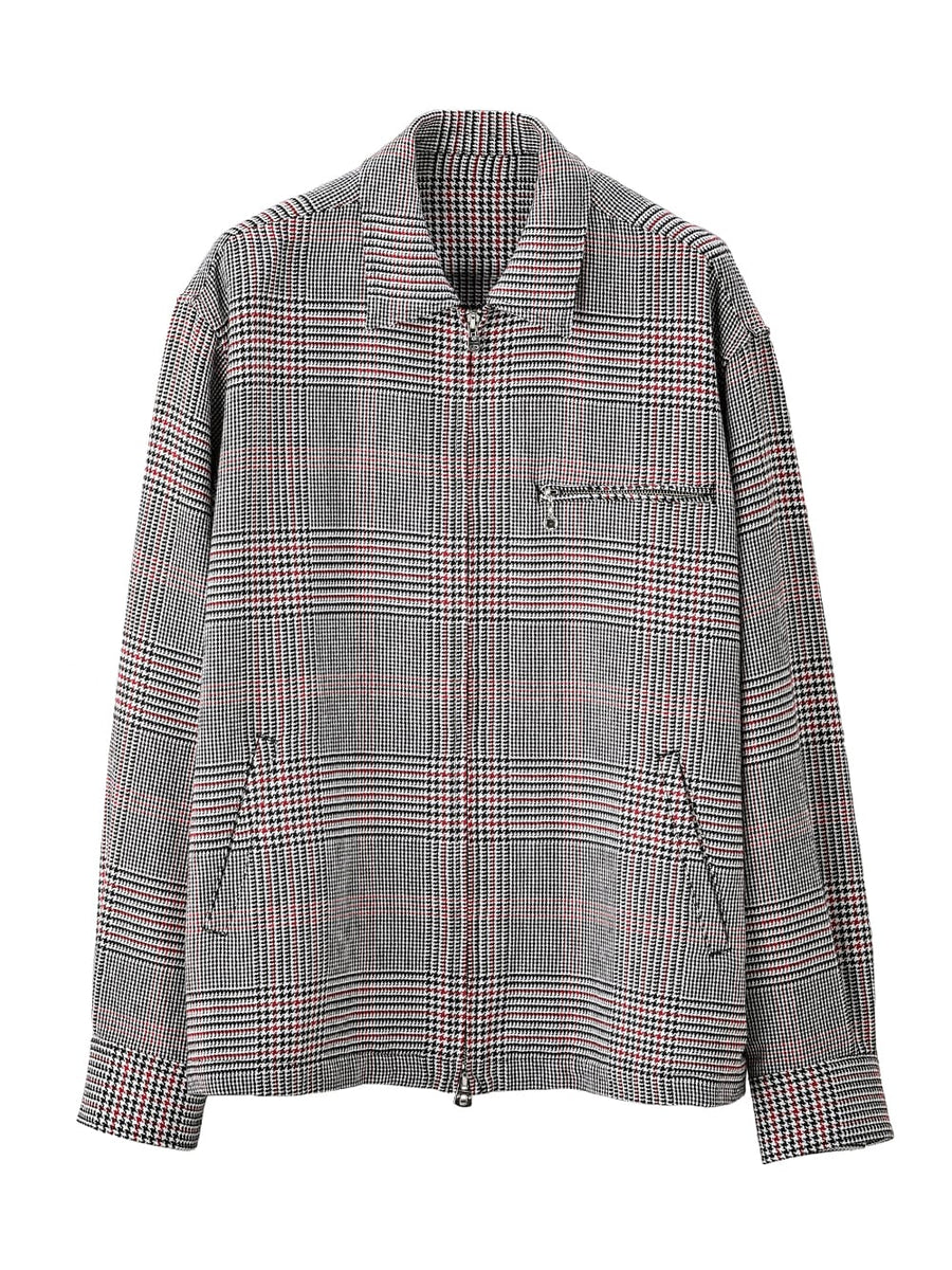 sj.0018bSS25-black x red type06 full zip flannel jacket