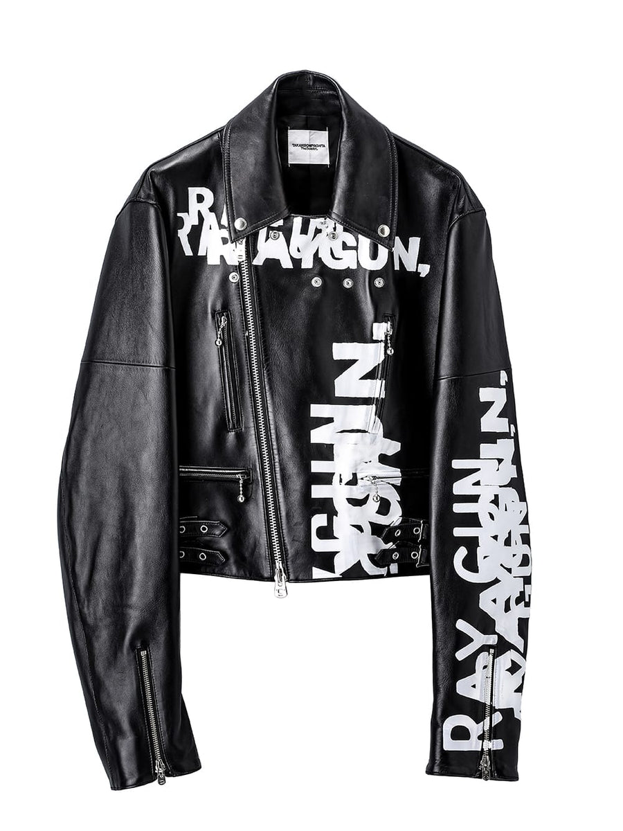 sj.0019aAW23-black two-way cropped riders jacket. THE TWO OF 