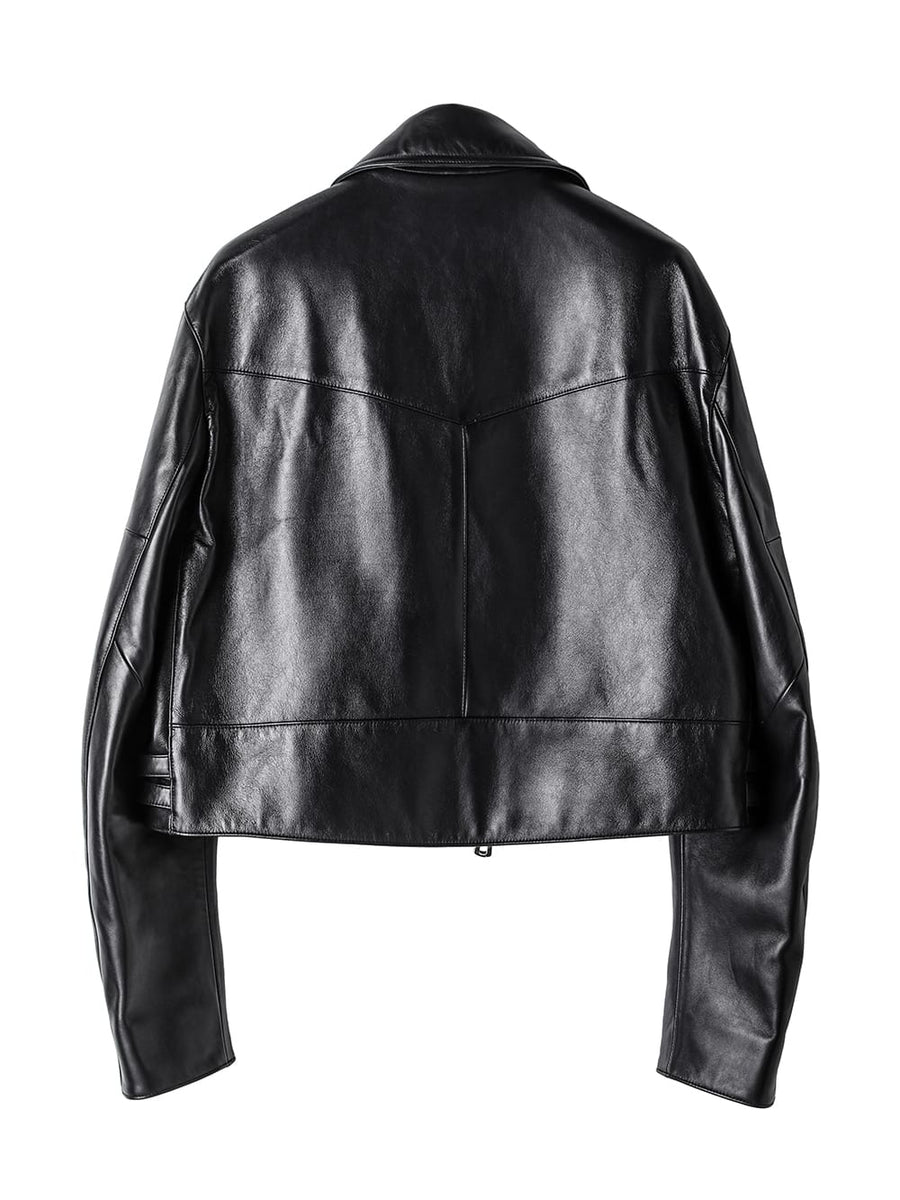 sj.0019bAW23-black two-way cropped riders jacket. THE TWO OF 