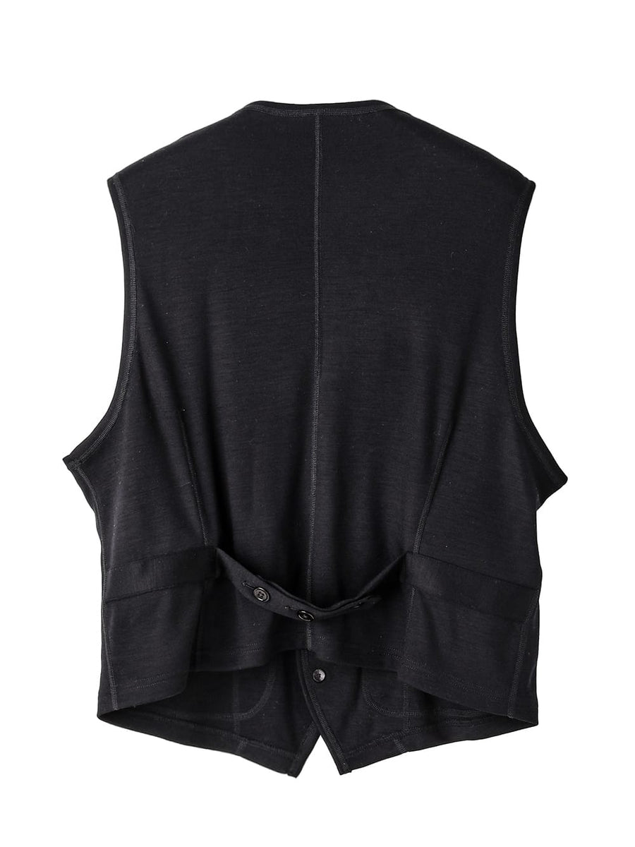 【試着のみ】HIAND Stitched Vest ブラック sj.0021AW25-black pajama vest. The Black-and-White Realism 2025
