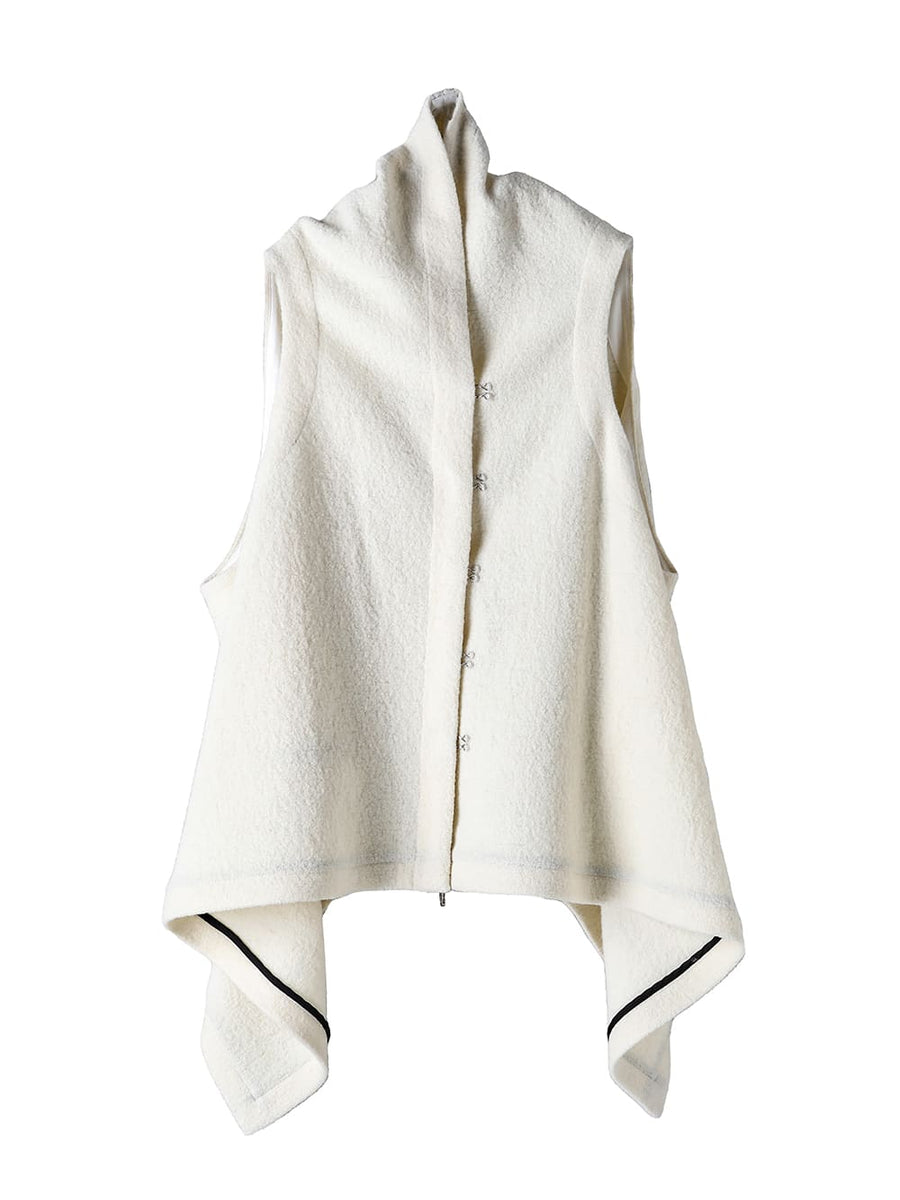 sj.0023AW23white twoway wrap around vest. THE TWO OF US 2023 Autumn