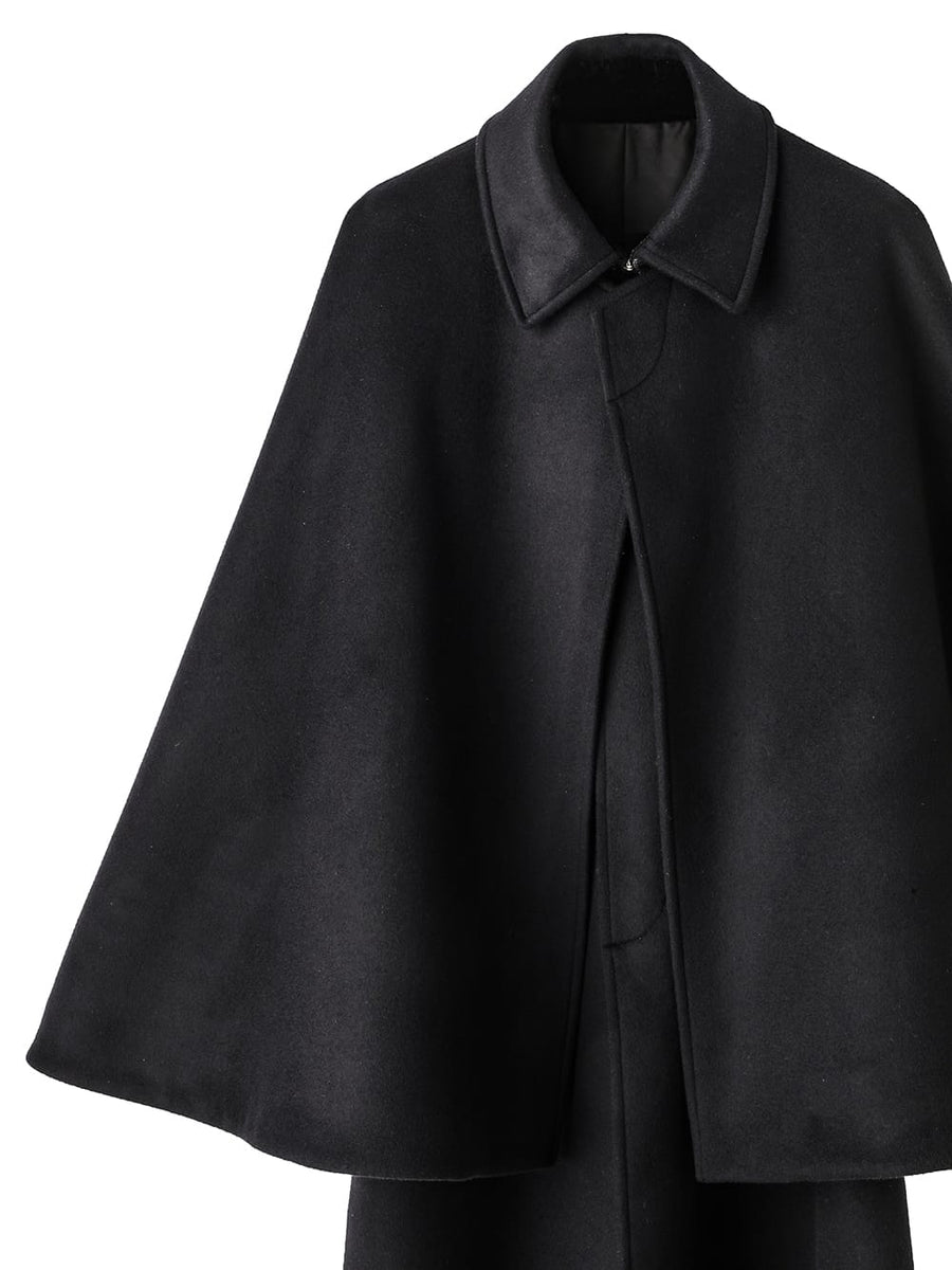 sj.0023AW25-black ケープコート The Black-and-White Realism