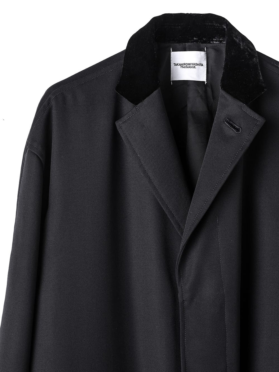 sj.0024AW25-black ベルベットカラーチェスターフィールドコート