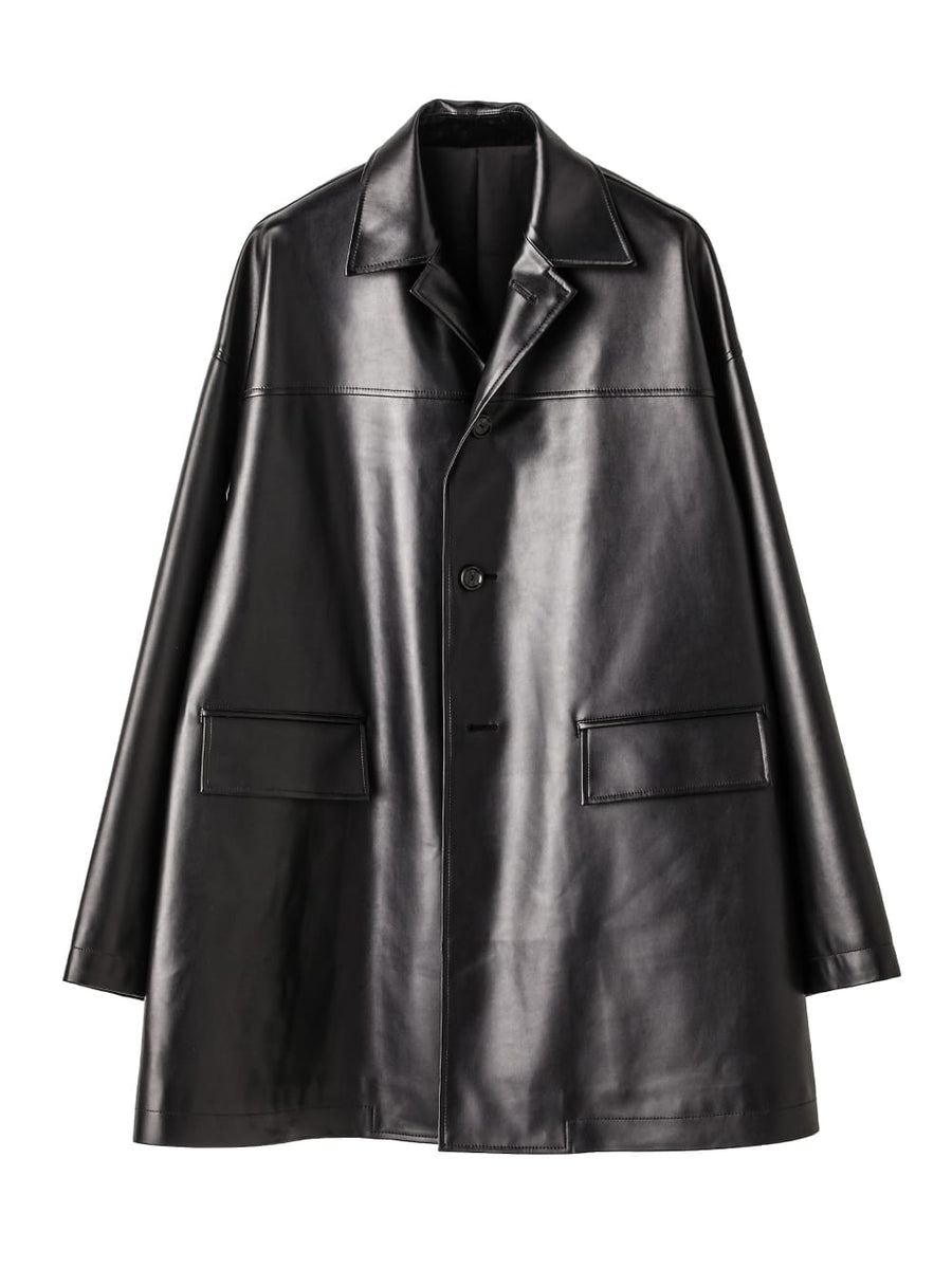 sj.0030AW25-black フォーレザーサックコート The Black-and-White