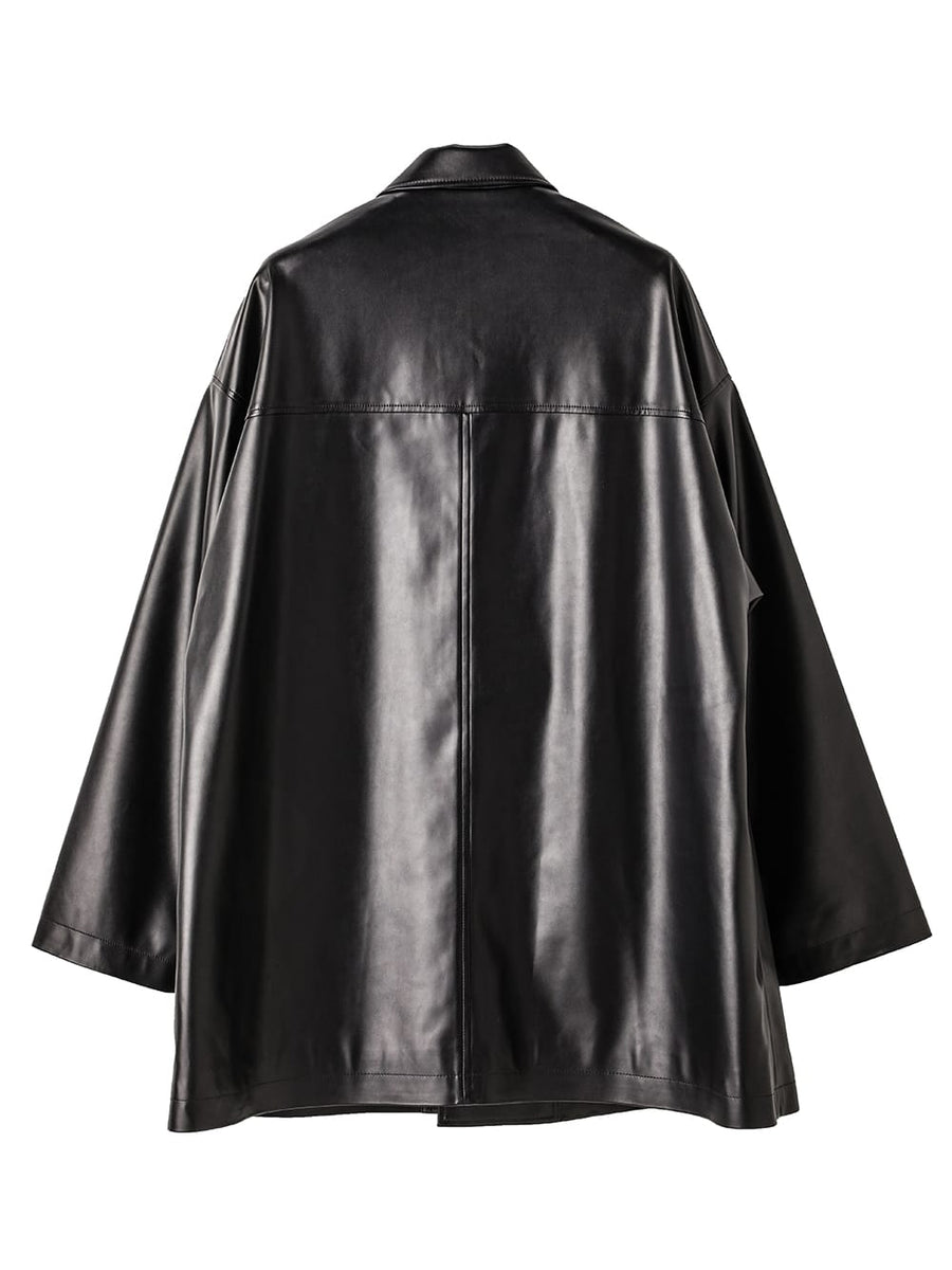 sj.0030AW25-black フォーレザーサックコート The Black-and-White