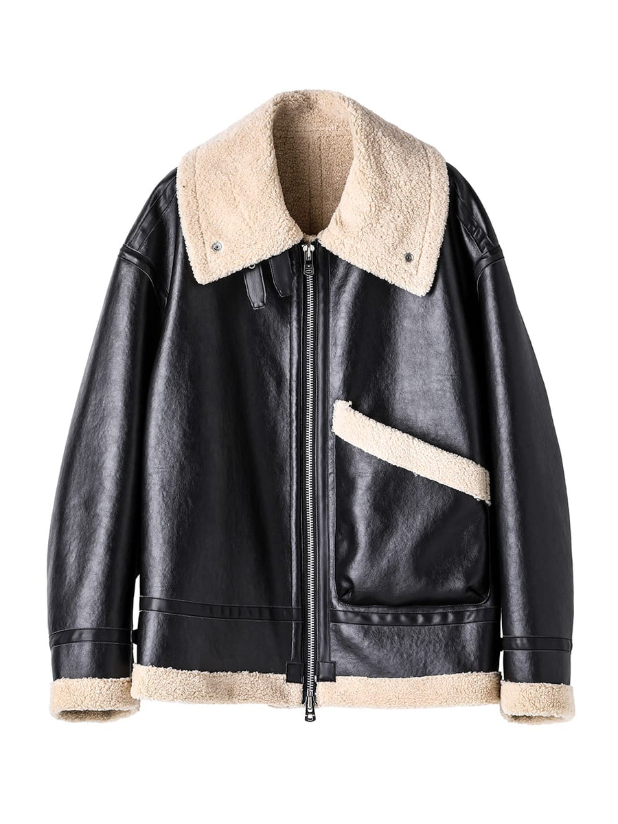 sj.0032AW25-black x beige フォームートンフライトジャケット The
