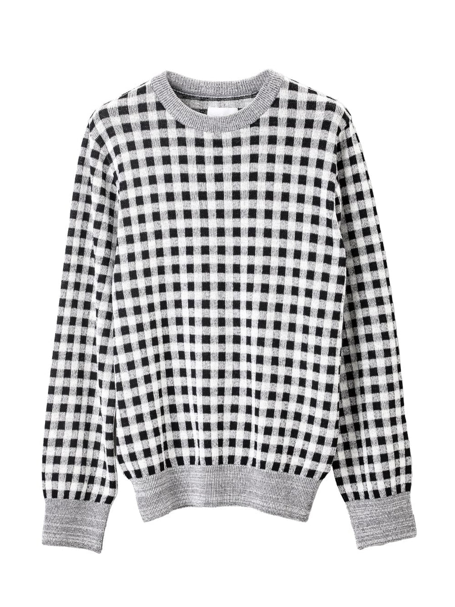 sk.0001SS25-black x white reglar fit jacquard crew neck