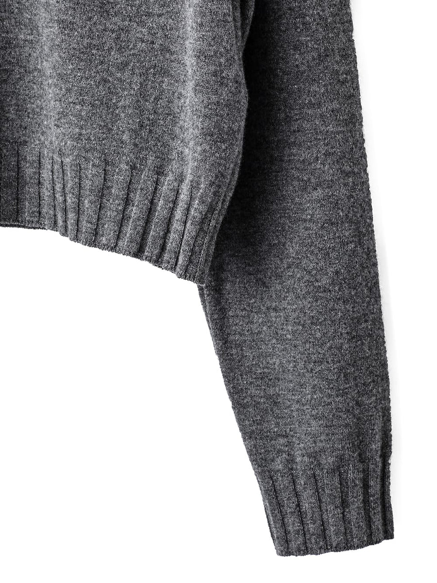 sk.0002bAW23-gray lambs wool cropped crewneck sweater. THE TWO OF ...