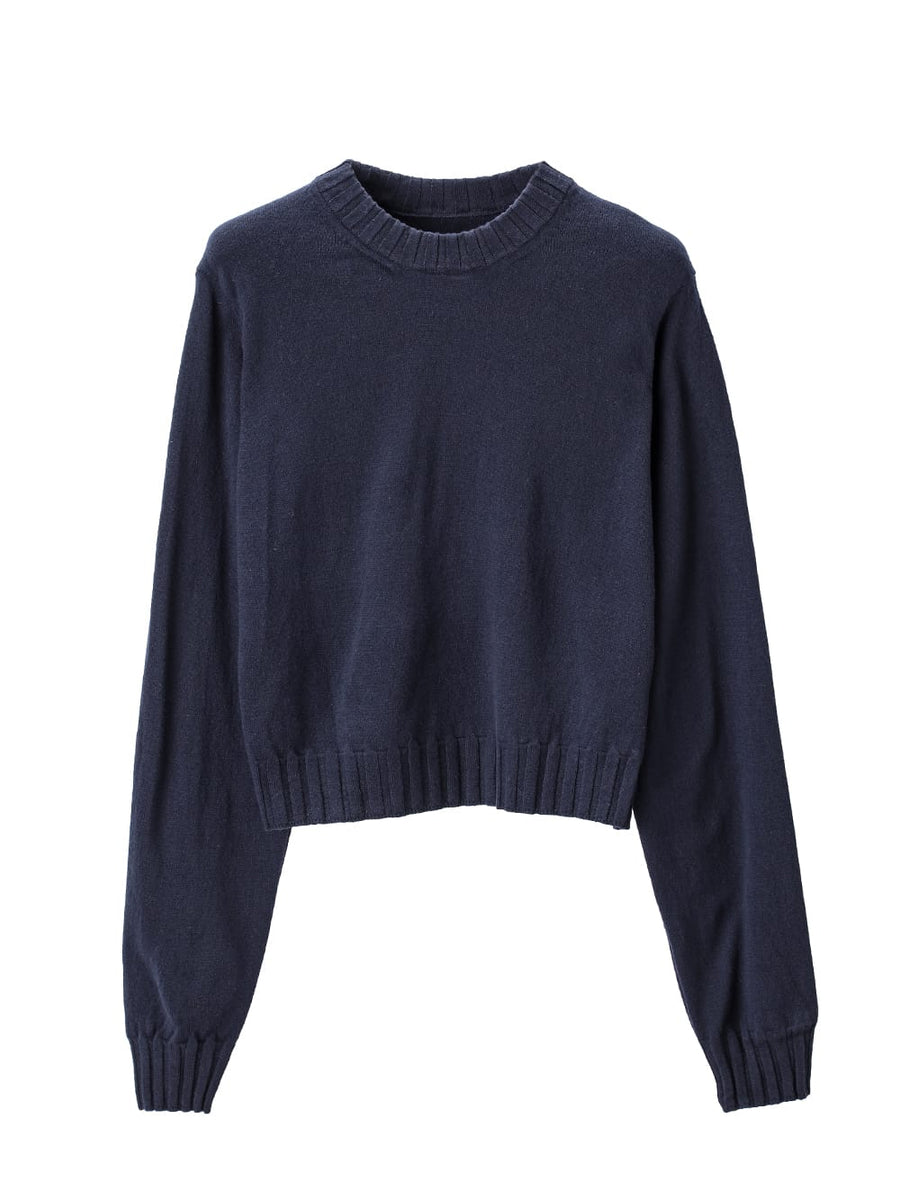 k*s様 shinya Zenovia lambs wool melton sk.0002bAW23-midnight lambs wool cropped crewneck sweater