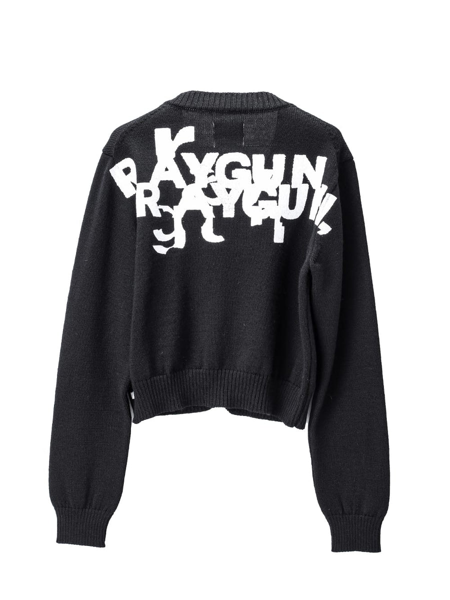 sk.0007aAW23-black shetland wool cropped cardigan. THE TWO