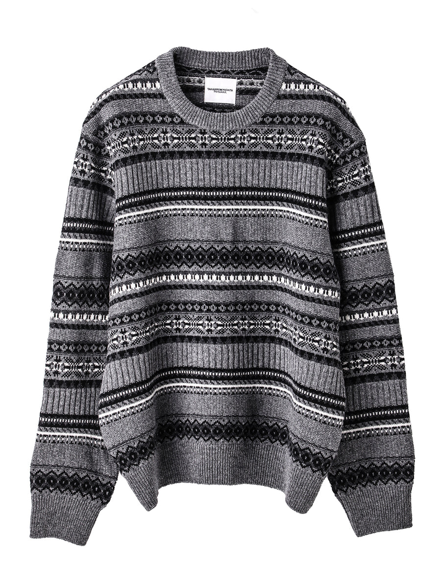 sk.0011AW25-gray mono フェアアイルクルーネックセーター The
