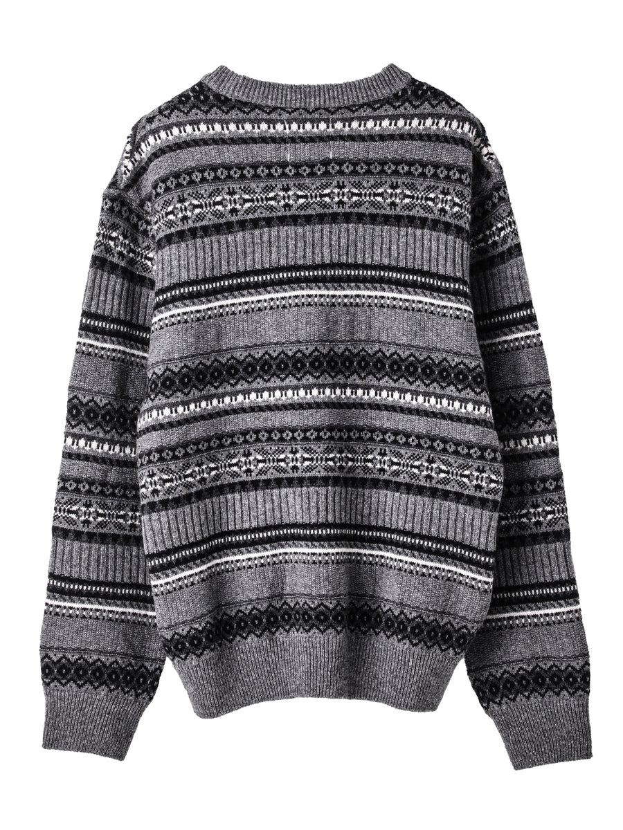 【ひろ様】 sk.0011AW25-gray mono フェアアイルクルーネックセーター The