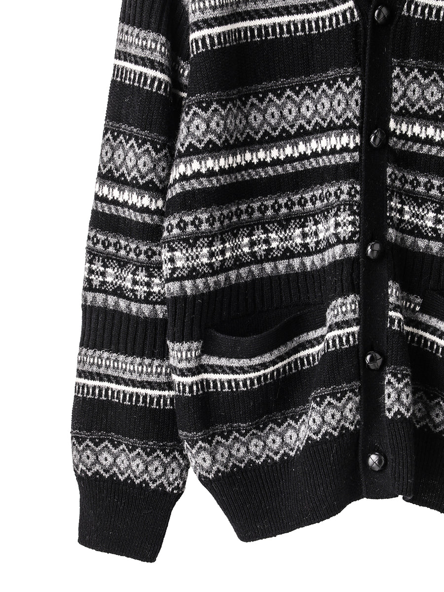 sk.0012AW25-black mono フェアアイルVネックカーディガン The