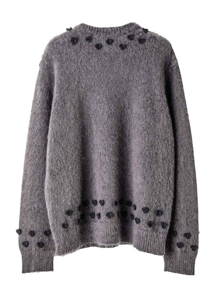 sk.0013AW25-gray(charcoal ribbon) ハートアタッチドモヘア