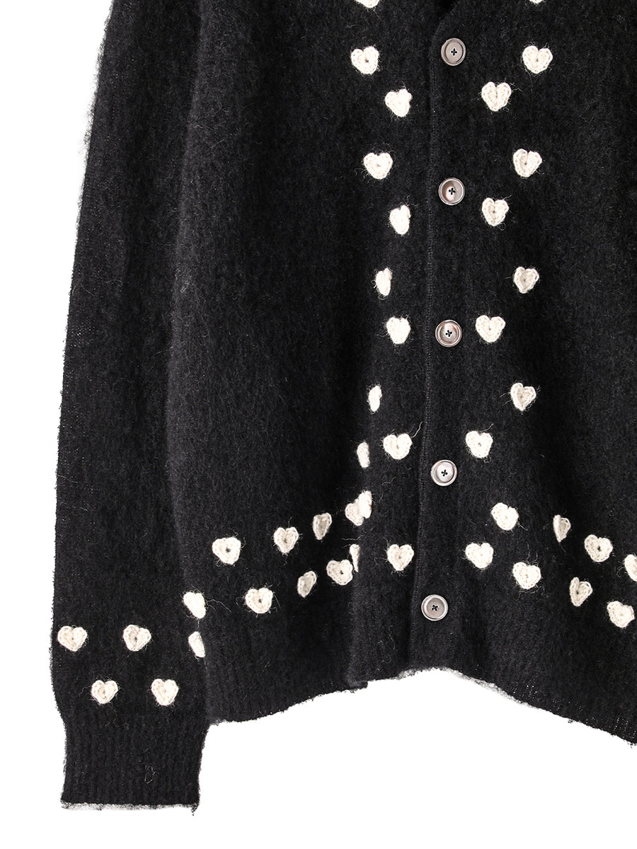 sk.0014AW25-black(white ribbon) ハートアタッチドモヘア