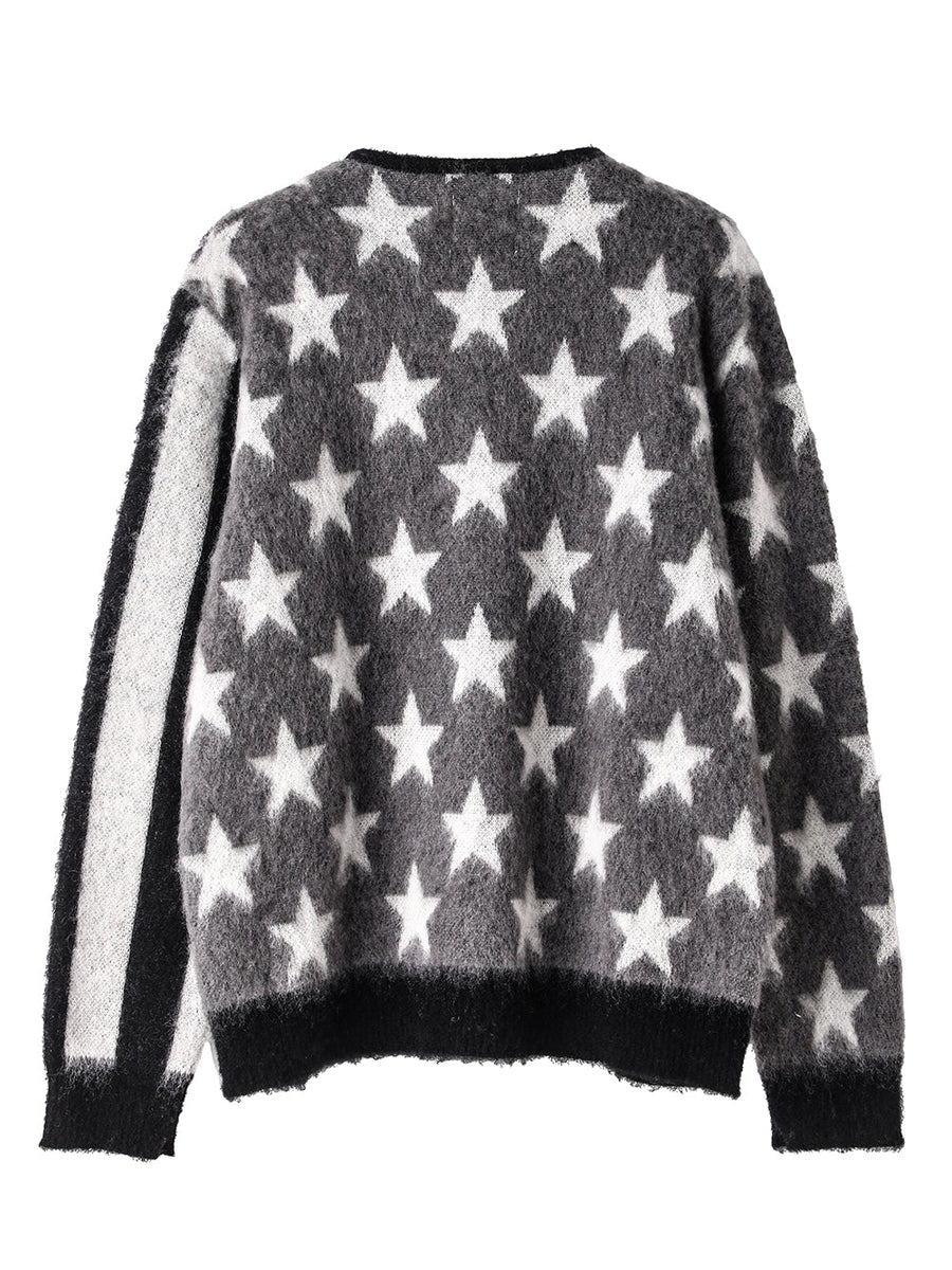 sk.0018AW25-monotone american flag mohair cardigan The Black-and