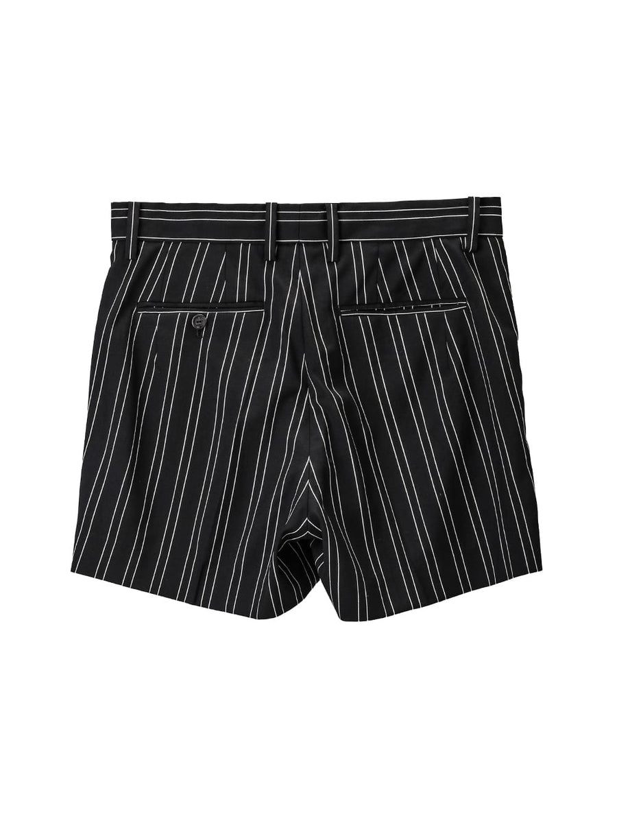 sp.0002cSS25-black x white blazer stripe plain front shorts