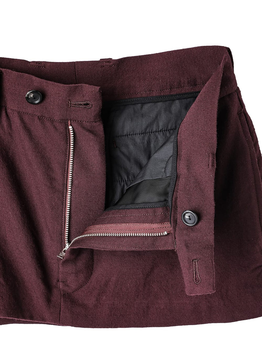 sp.0005bAW23-bordeaux trouser look micro skirt. THE TWO OF