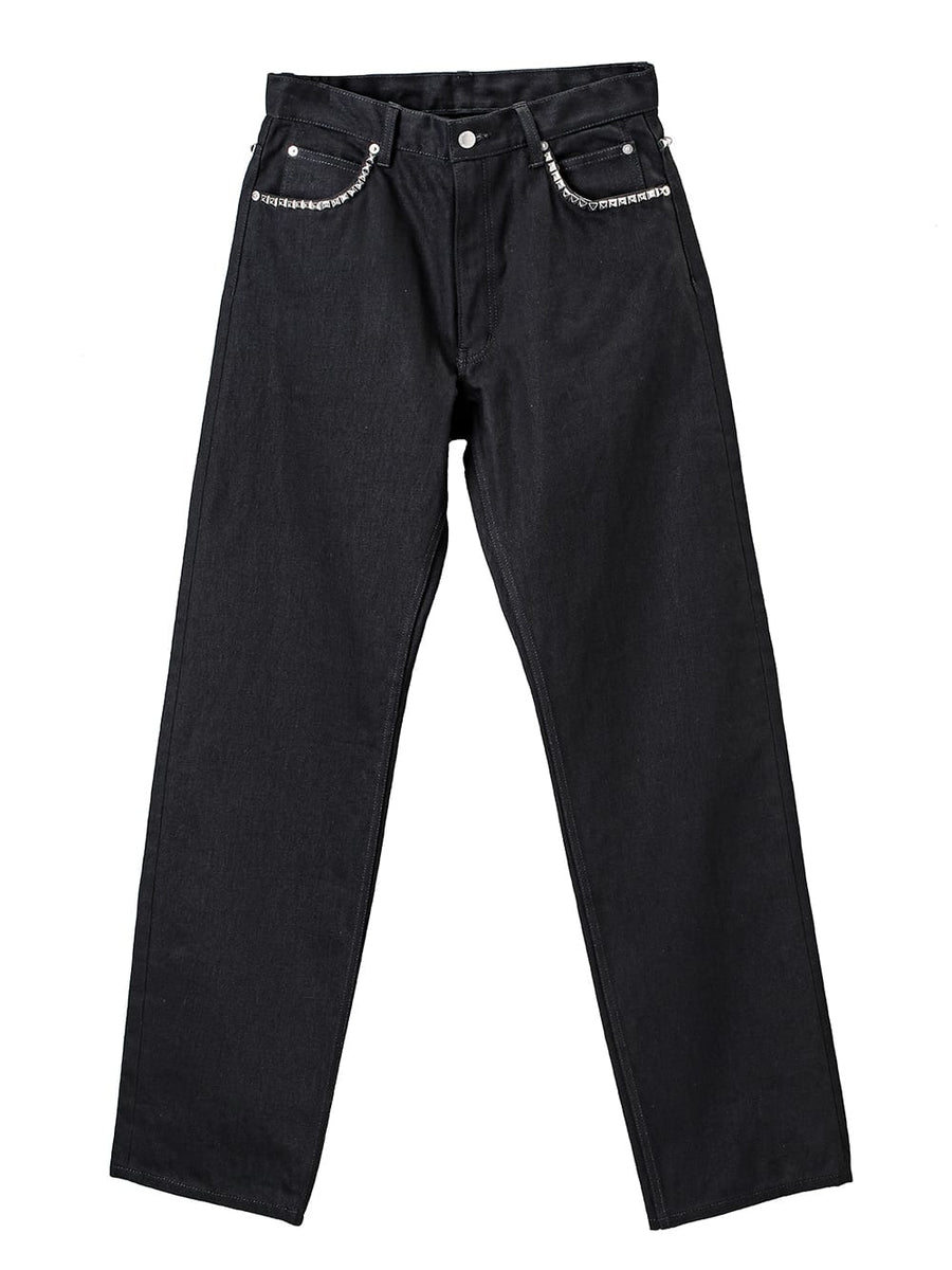 sp.0008aSS25-black loose fit jean.(studs) Plainsong 2025 Spring
