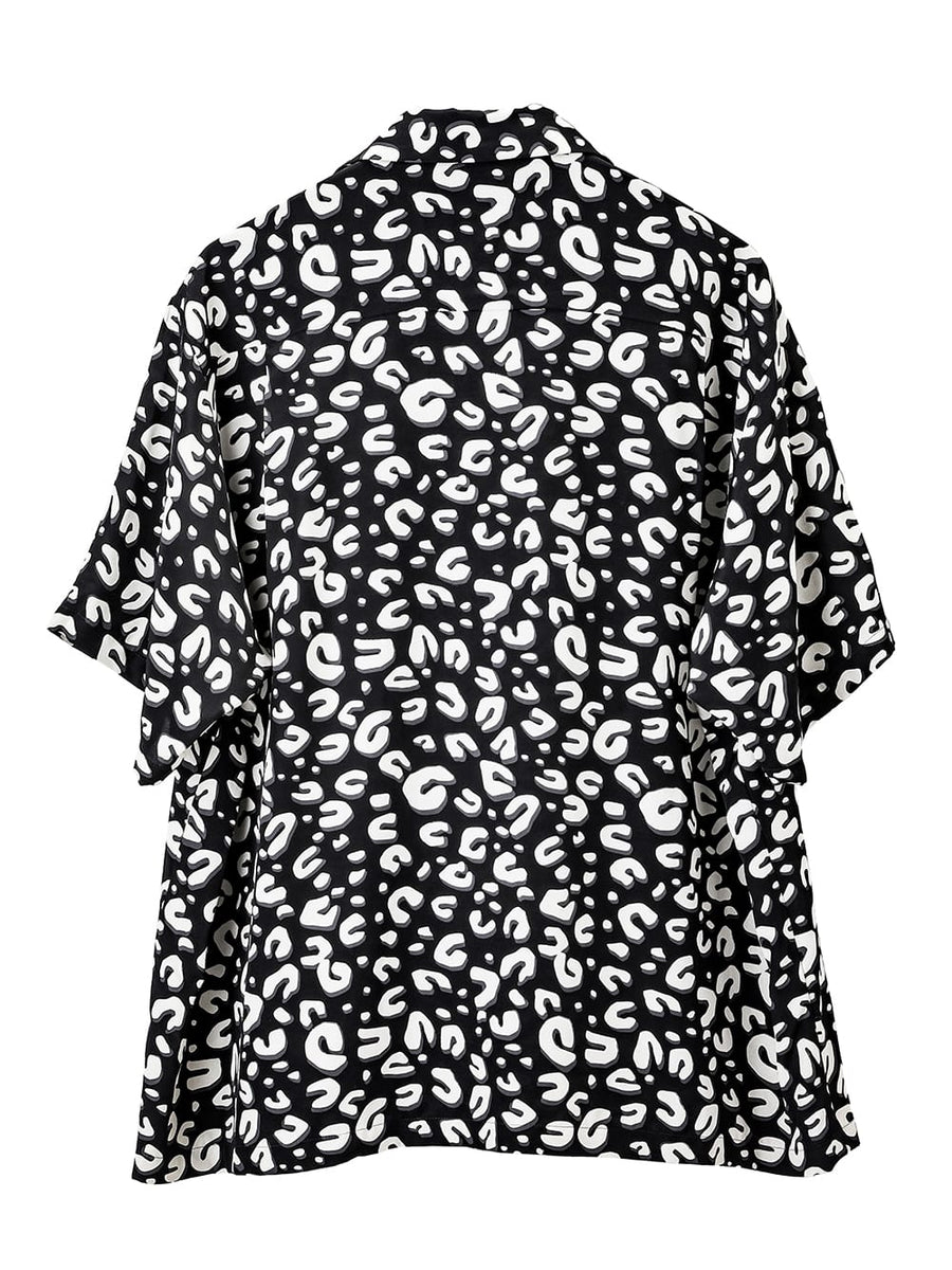 ss.0005aSS25-black x white hawaiian shirt.(leopard