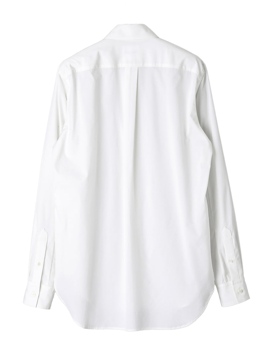 ss.0011AW25-white フライフロントリボンシャツ The Black-and-White