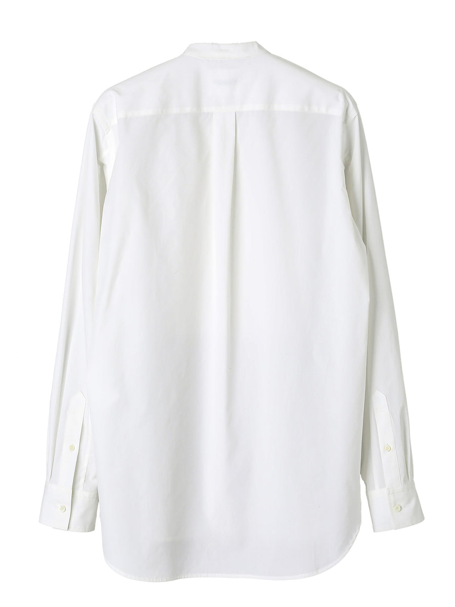ss.0014AW25-white バンドカラーピンタックシャツ The Black-and-White