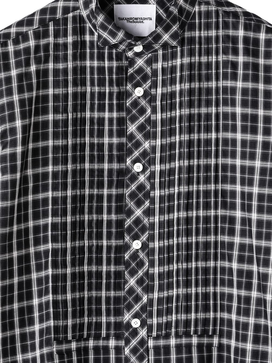 ss.0019AW25-black check ウィングカラーピンタックシャツ The Black