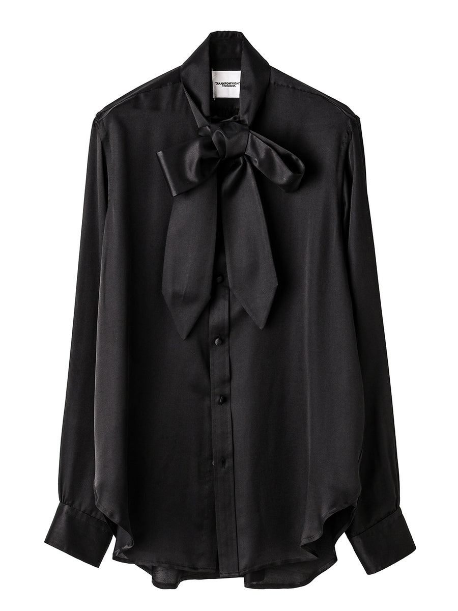 ss.0020AW25-black ボウタイカラーシャツ The Black-and-White Realism