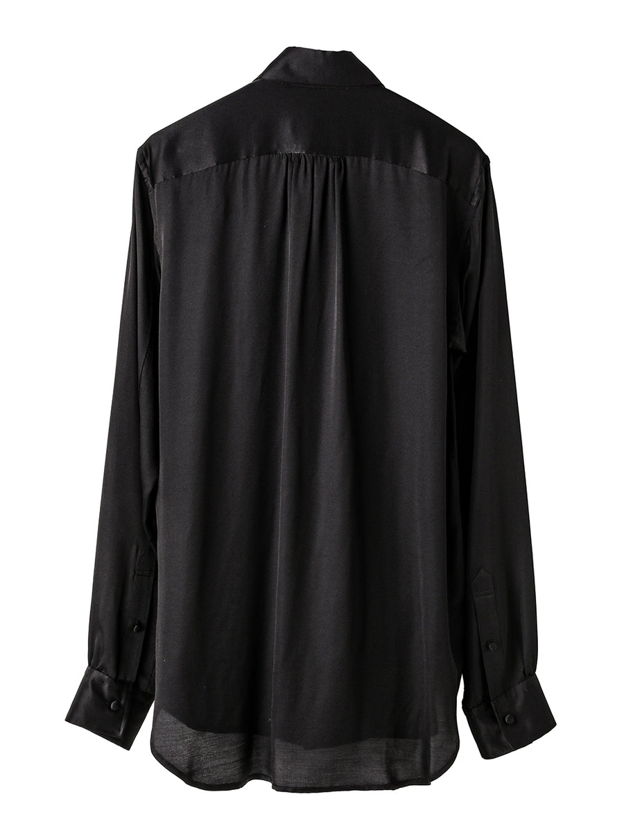 ss.0020AW25-black ボウタイカラーシャツ The Black-and-White Realism