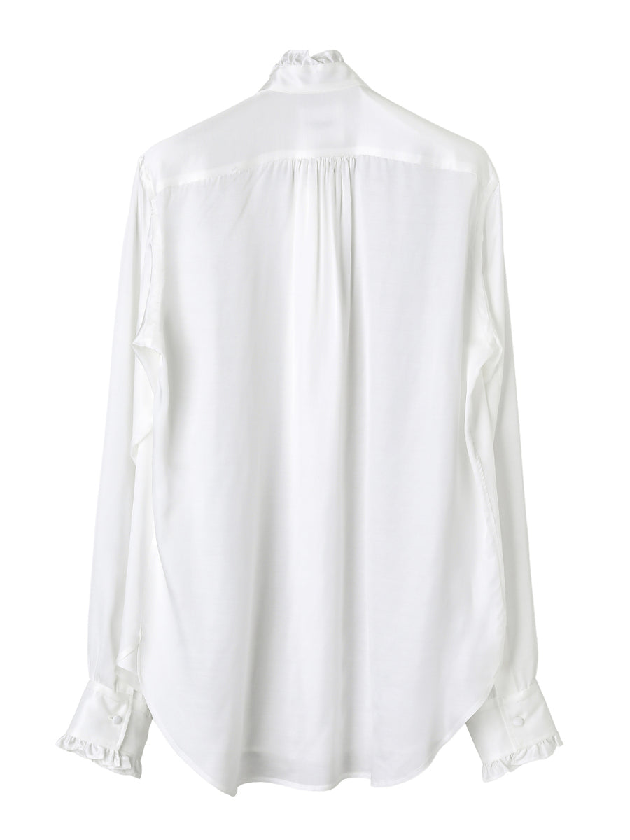 ss.0022AW25-white ラッフルシャツ The Black-and-White Realism 2025