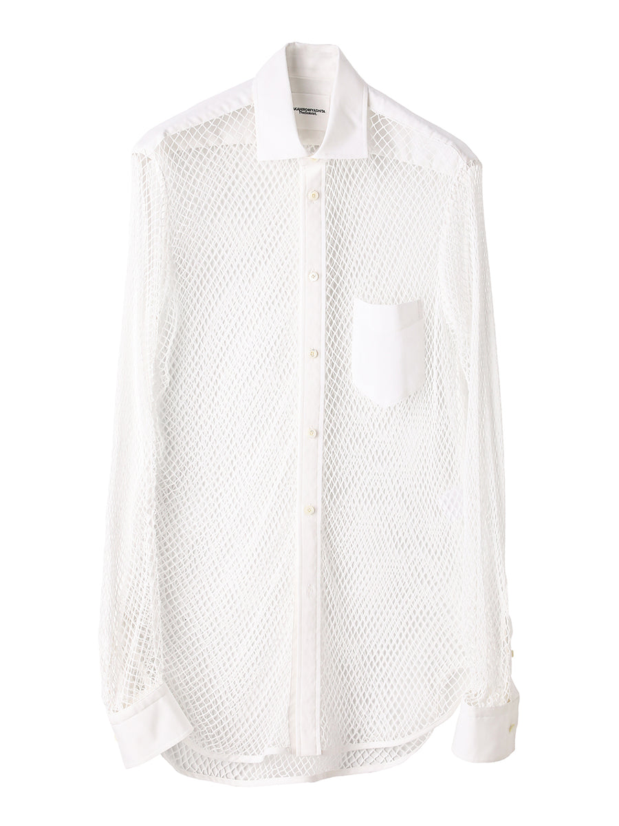 ss.0025AW25-white ワイドスプレッドカラーコンビネーションメッシュ