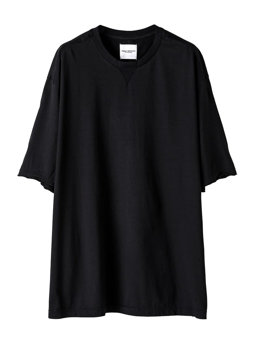 swc.0002SS25-black oversized crew neck s/s tee. Plainsong